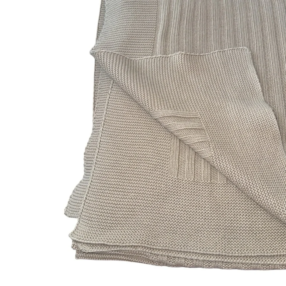 Peacock Alley Tan Beige Cotton Throw Blanket 60 x 70‎